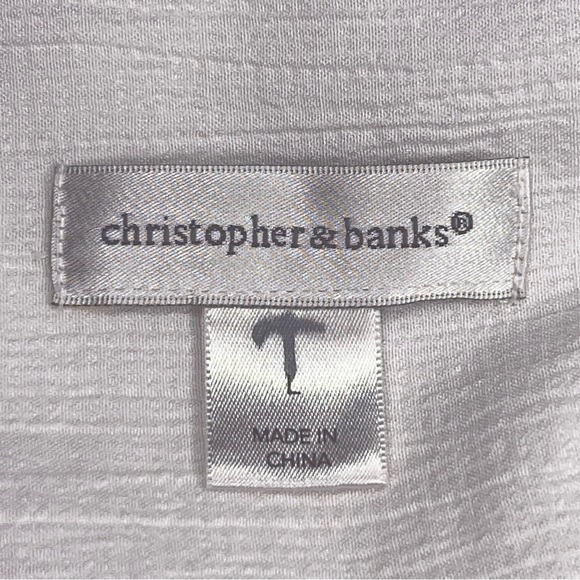 Large Christopher And Banks White Stretch Top Snap Button Closure 3/4 Sleeve - Picture 11 of 13